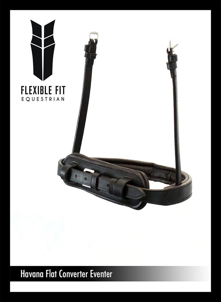 STRAIGHT FLAT PLAIN CAVESSON CONVERTER - HAVANA NOSEBAND - Flexible Fit Equestrian LLC