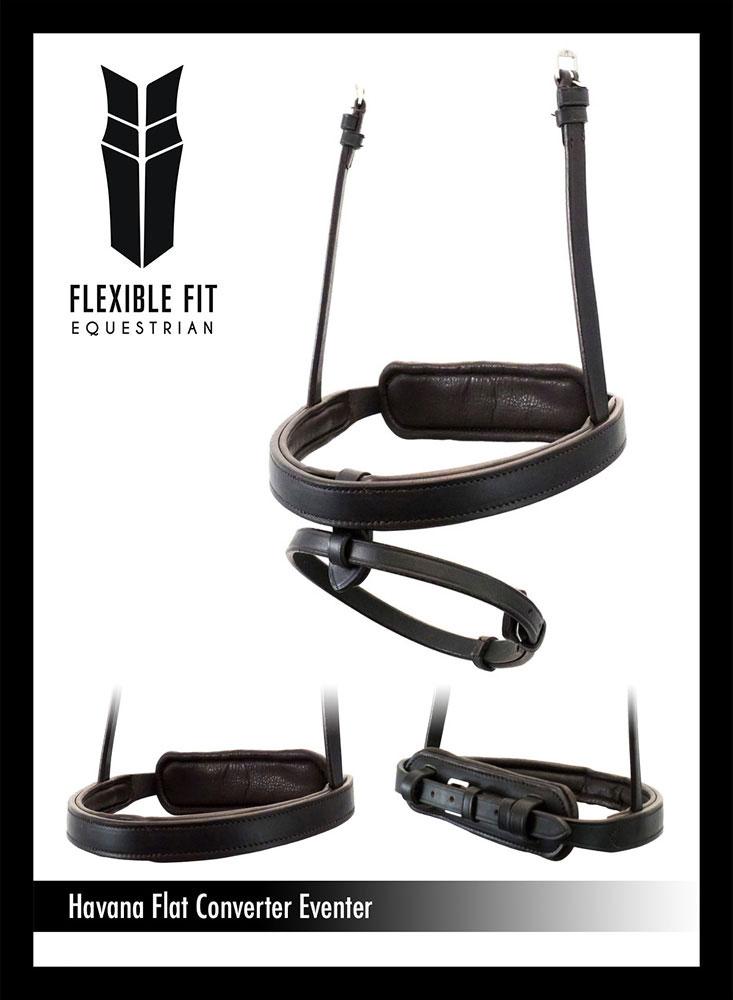 STRAIGHT FLAT PLAIN CAVESSON CONVERTER - HAVANA NOSEBAND - Flexible Fit Equestrian LLC