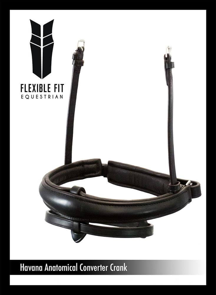 ANATOMICAL RAISED PLAIN CONVERTER CRANK - HAVANA NOSEBAND - Flexible Fit Equestrian LLC