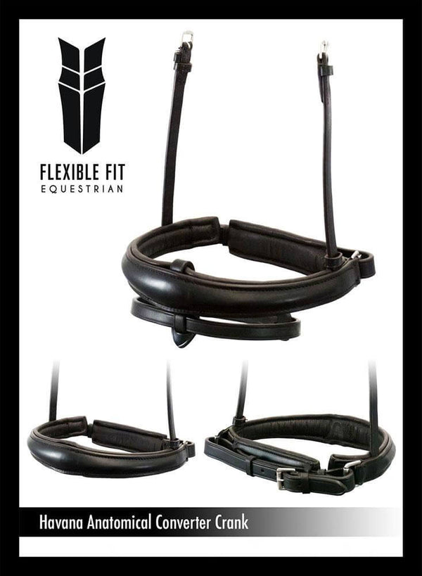 ANATOMICAL RAISED PLAIN CONVERTER CRANK - HAVANA NOSEBAND - Flexible Fit Equestrian LLC