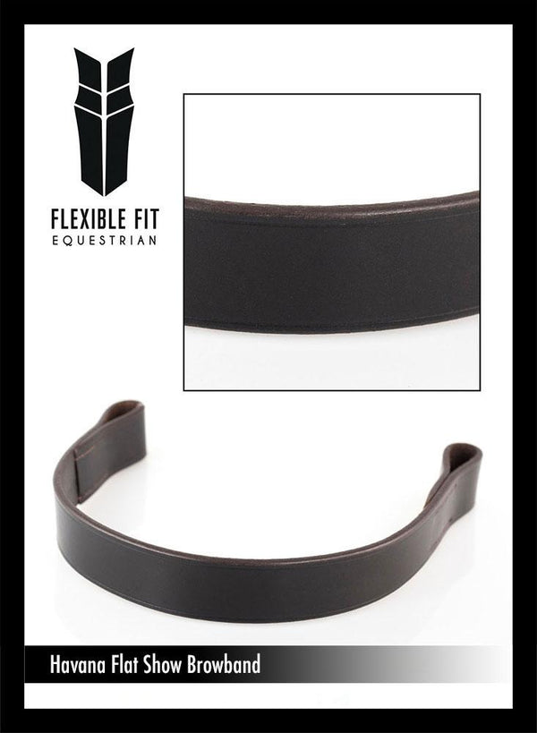 PLAIN FLAT - HAVANA BROWBAND - Flexible Fit Equestrian LLC