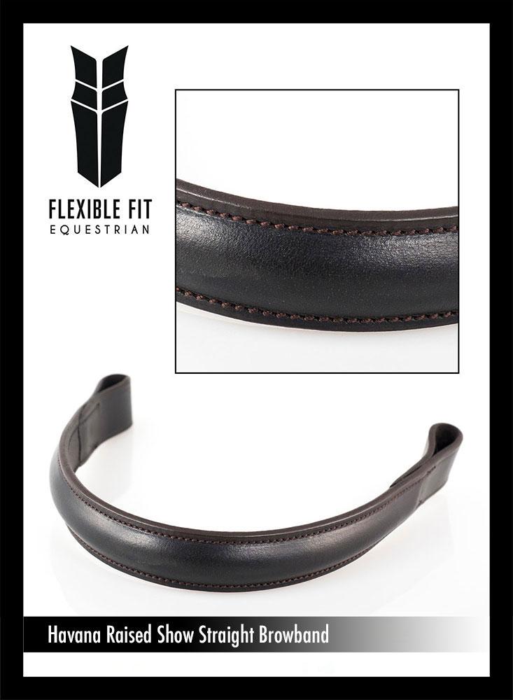 PLAIN RAISED - HAVANA BROWBAND - Flexible Fit Equestrian LLC