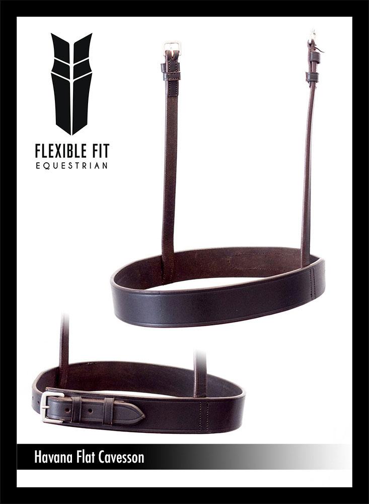 STRAIGHT FLAT PLAIN FOX HUNTER CAVESSON - HAVANA NOSEBAND - Flexible Fit Equestrian LLC