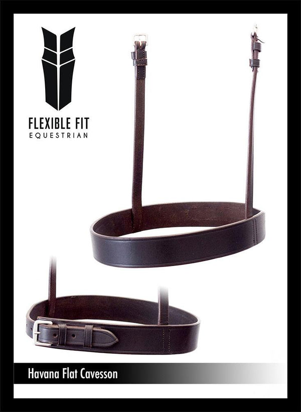 STRAIGHT FLAT PLAIN FOX HUNTER CAVESSON - HAVANA NOSEBAND - Flexible Fit Equestrian LLC