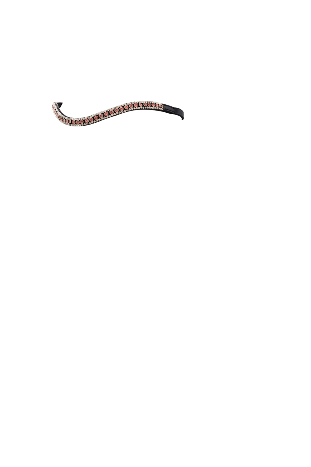 ROSE PINK AND CLEAR THIN WAVE - BLACK BROWBAND - Flexible Fit Equestrian LLC